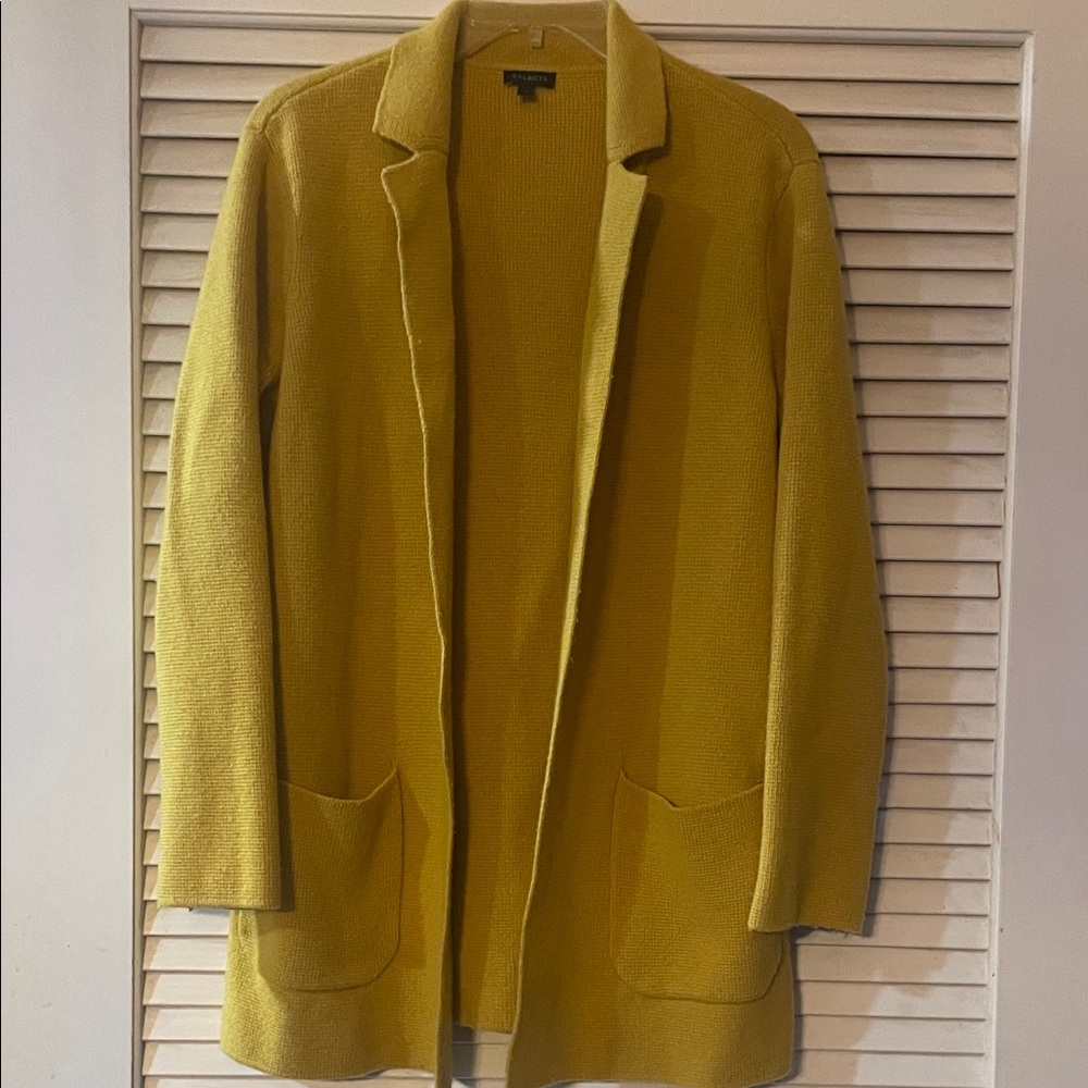 Talbots Mustard Yellow Women's long sweater blazer